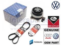 VW ゴルフ / ジェッタ / トゥーラン  マグネットクラッチ付 純正 OEM ウォーターポンプ & ドライブベルトセット　03C121004JV 03C121004J