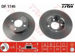 フィアット 500 1.4 型式 31214 リア ブレーキローター左右セット TRW 46403960